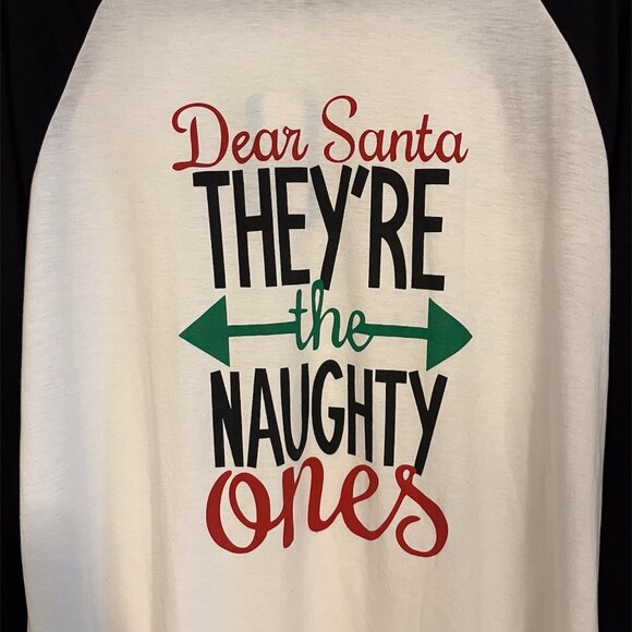 Christmas Dear Santa White Black Red Holiday Long Sleeve T-Shirt Mens:  2XL - Picture 3 of 7